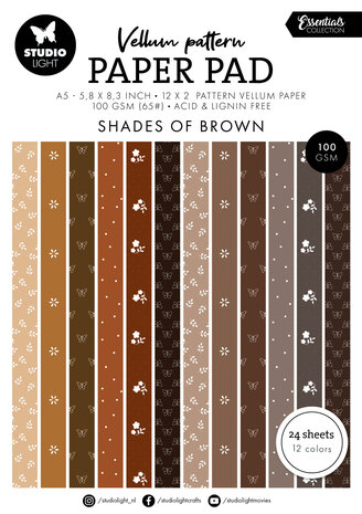Studio Light Shades of Brown A5 Vellum Pattern Paper Pad (SL-ES-VPPP451)