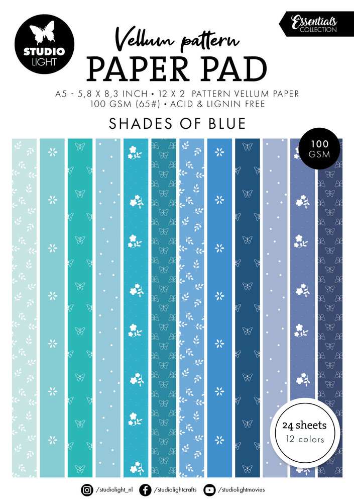 Studio Light Shades of Blue A5 Vellum Pattern Paper Pad (SL-ES-VPPP450) Studio Light Shades of Blue A5 Vellum Pattern Paper Pad (SL-ES-VPPP450)