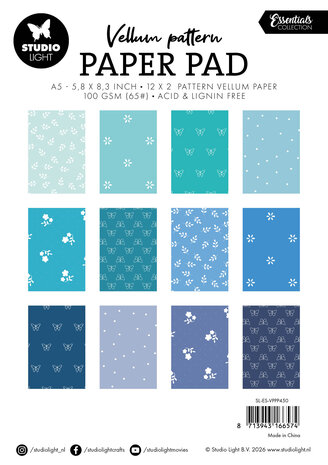 Studio Light Shades of Blue A5 Vellum Pattern Paper Pad (SL-ES-VPPP450) Studio Light Shades of Blue A5 Vellum Pattern Paper Pad (SL-ES-VPPP450)