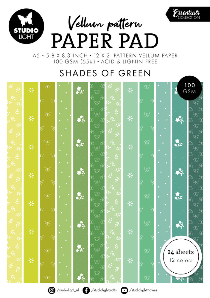 Studio Light Shades of Green A5 Vellum Pattern Paper Pad (SL-ES-VPPP449)