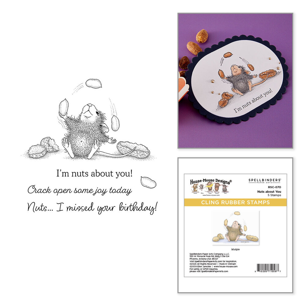 Spellbinders Party Parade Cling Stamp Set House-Mouse Nuts about You (RSC-070) Spellbinders Party Parade Cling Stamp Set House-Mouse Nuts about You (RSC-070)