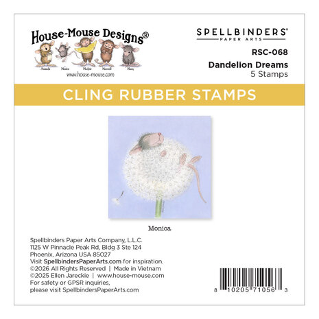 Spellbinders Party Parade Cling Stamp Set House-Mouse Dandelion Dreams (RSC-068)