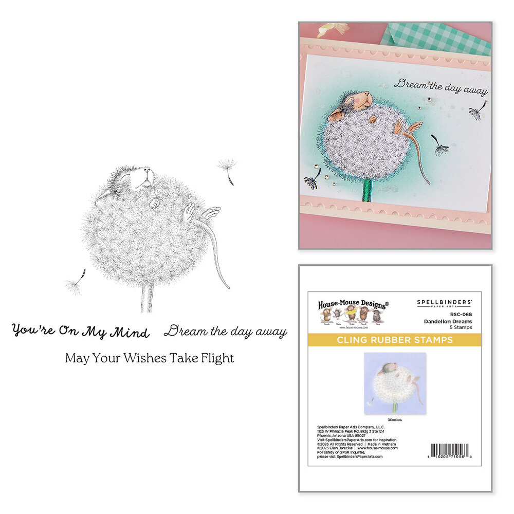 Spellbinders Party Parade Cling Stamp Set House-Mouse Dandelion Dreams (RSC-068)