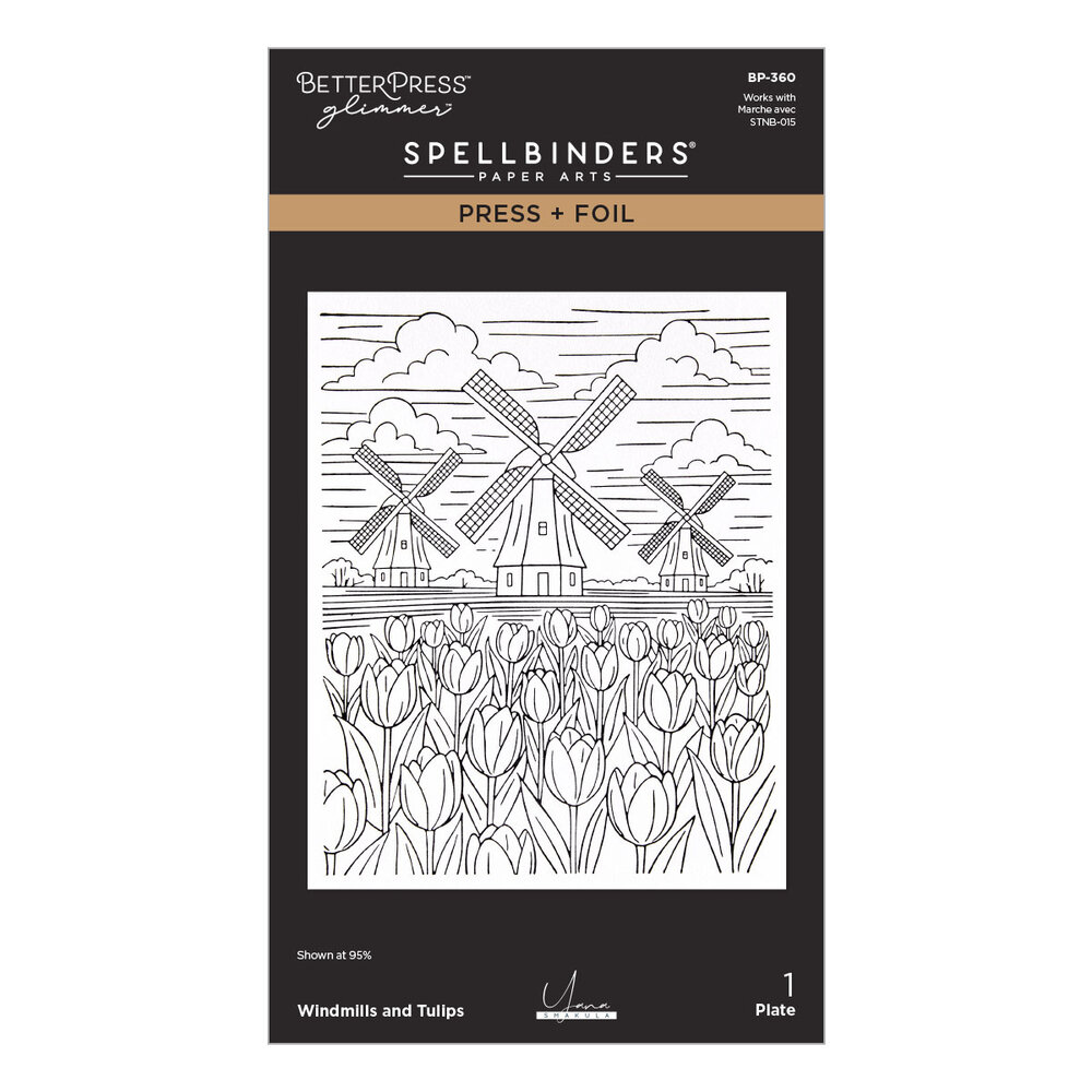 Spellbinders Yana's Tulips Press + Foil Plate Windmills and Tulips (BP-360) Spellbinders Yana's Tulips Press + Foil Plate Windmills and Tulips (BP-360)
