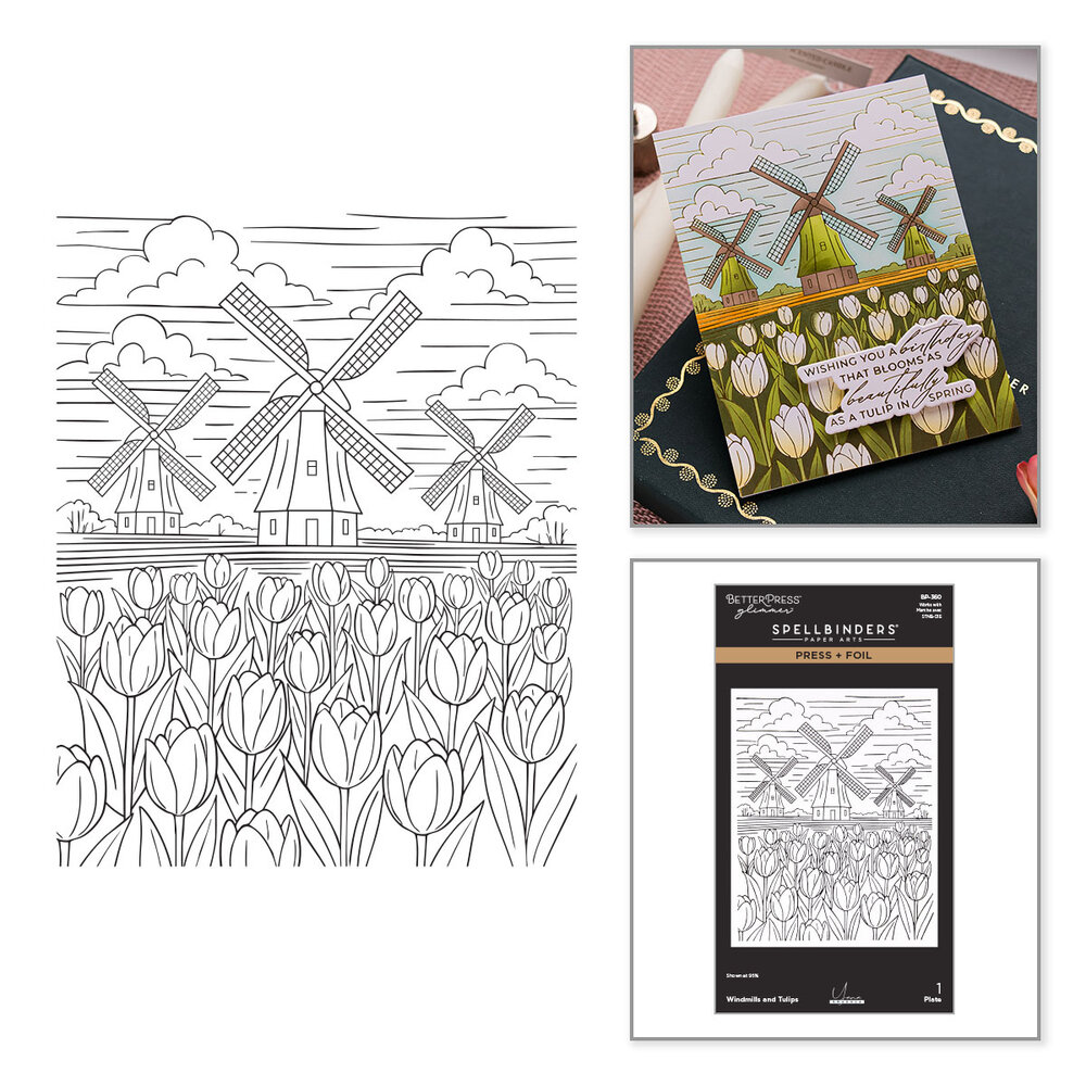 Spellbinders Yana's Tulips Press + Foil Plate Windmills and Tulips (BP-360) Spellbinders Yana's Tulips Press + Foil Plate Windmills and Tulips (BP-360)