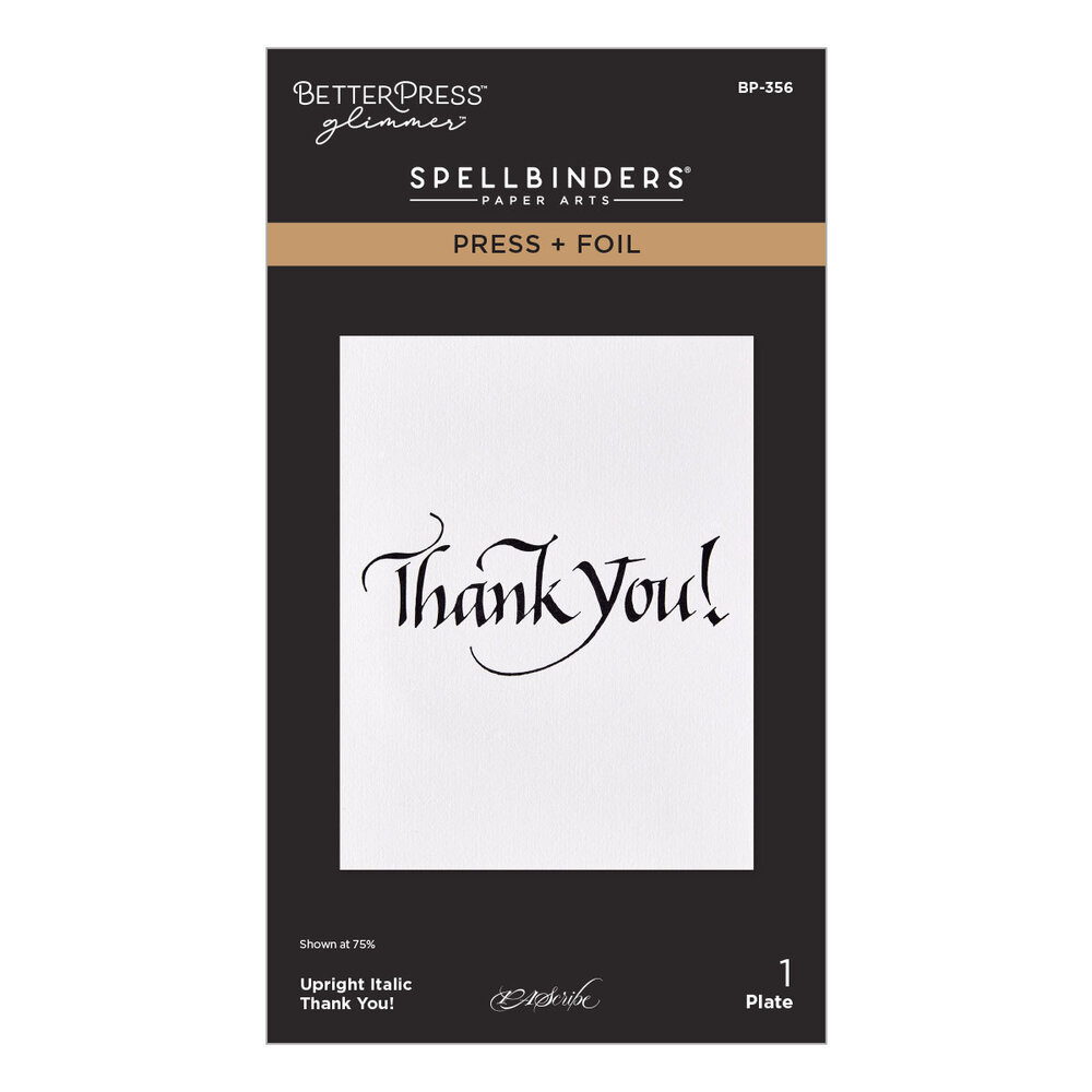 Spellbinders Upright Italic Everyday Sentiments Press + Foil Plate Thank You! (BP-356)