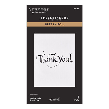 Spellbinders Upright Italic Everyday Sentiments Press + Foil Plate Thank You! (BP-356)