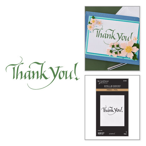 Spellbinders Upright Italic Everyday Sentiments Press + Foil Plate Thank You! (BP-356)