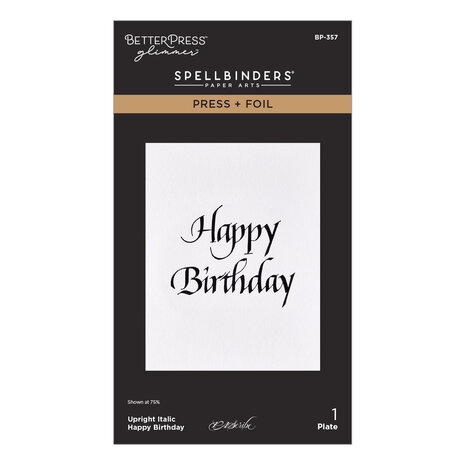 Spellbinders Upright Italic Everyday Sentiments Press + Foil Plate Happy Birthday (BP-357)