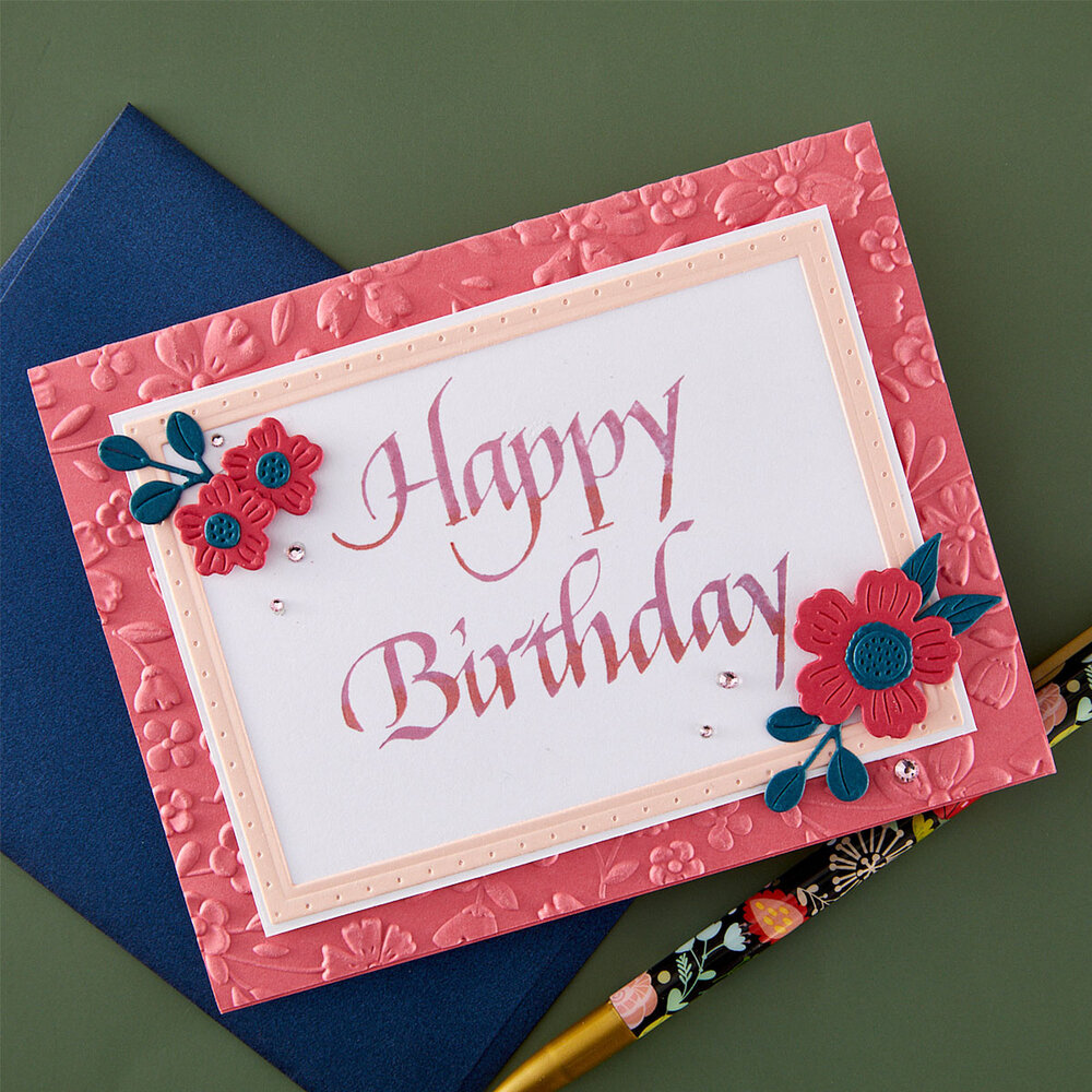 Spellbinders Upright Italic Everyday Sentiments Press + Foil Plate Happy Birthday (BP-357)