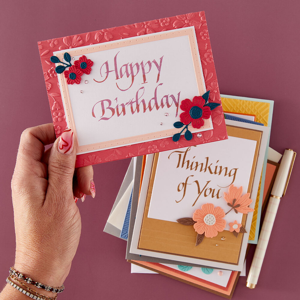 Spellbinders Upright Italic Everyday Sentiments Press + Foil Plate Thinking of You (BP-355)