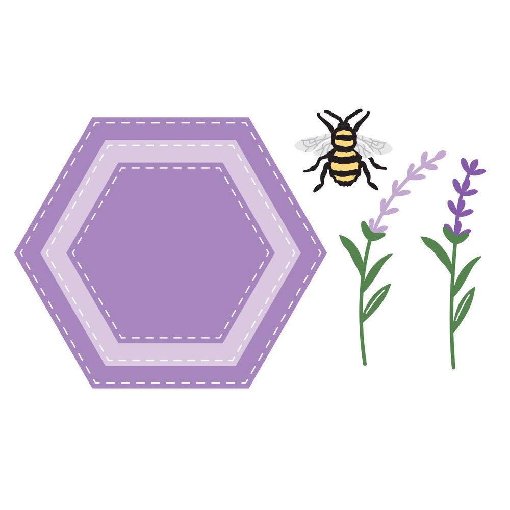 Spellbinders Simple Vintage Lavender Fields Etched Dies Hexagons (S4-1531)