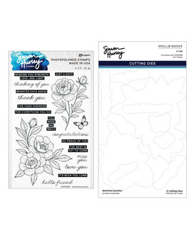 Spellbinders Simon Hurley Stamp and Die Bundle Sketched Peonies (BD-1074)