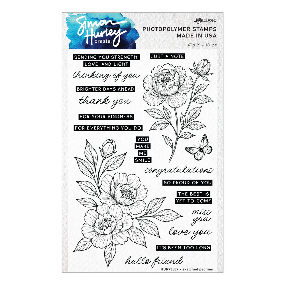 Spellbinders Simon Hurley Stamp and Die Bundle Sketched Peonies (BD-1074)