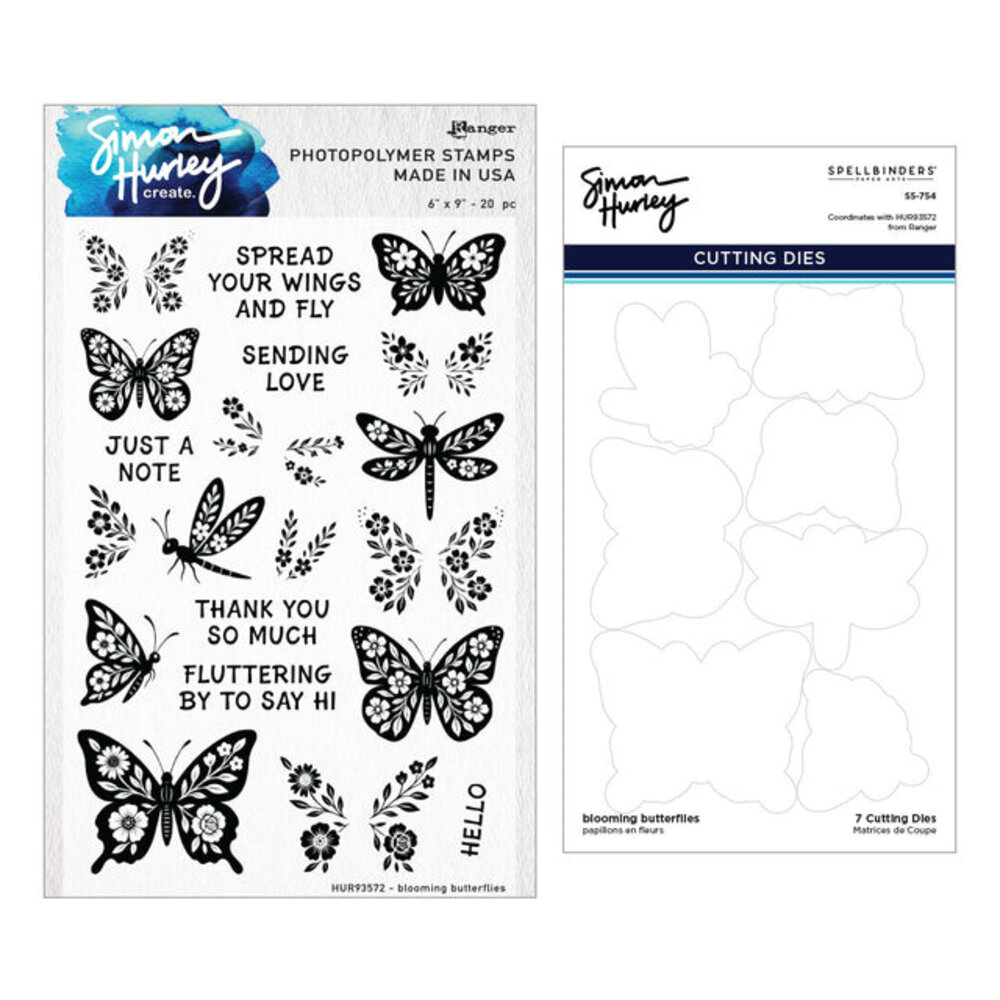 Simon Hurley Stamp and Die Bundle Blooming Butterflies (BD-1073 ...