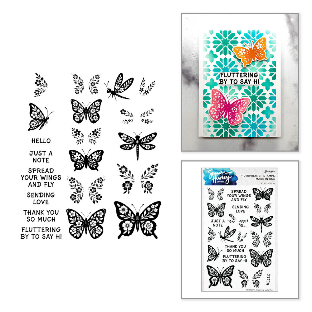 Spellbinders Simon Hurley Stamp and Die Bundle Blooming Butterflies (BD-1073)