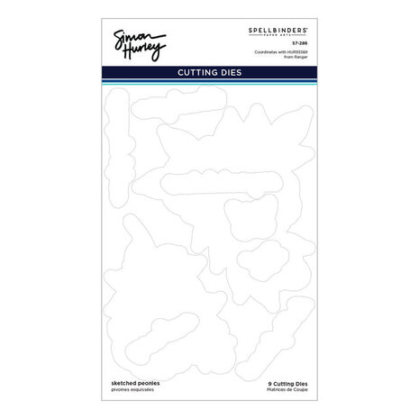 Spellbinders Simon Hurley Stamp and Die Bundle Sketched Peonies (BD-1074)