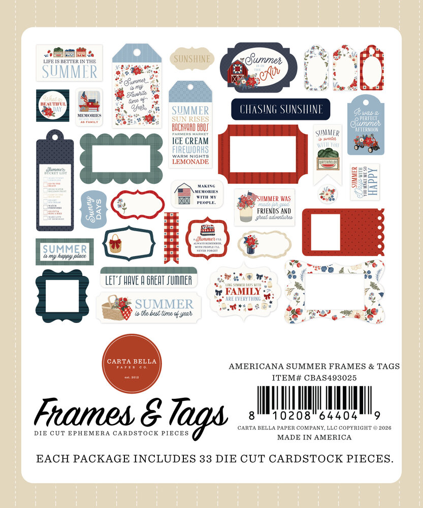 Carta Bella Americana Summer Frames & Tags (CBAS493025) Carta Bella Americana Summer Frames & Tags (CBAS493025)