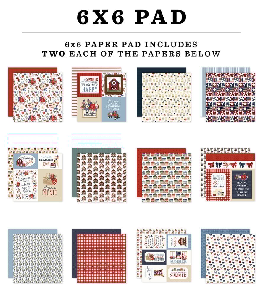 Carta Bella Americana Summer 6x6 Inch Paper Pad (CBAS493023) Carta Bella Americana Summer 6x6 Inch Paper Pad (CBAS493023)