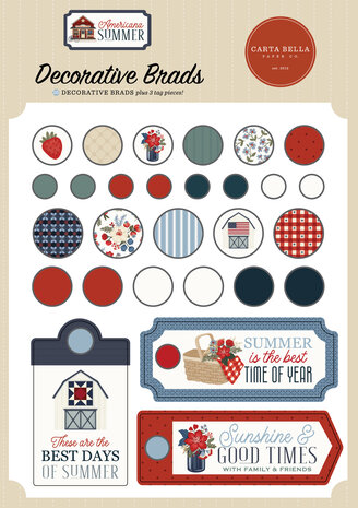 Carta Bella Americana Summer Decorative Brads (CBAS493020)