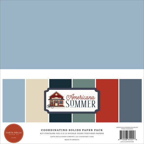Carta Bella Americana Summer 12x12 Inch Coordination Solids Paper Pack (CBAS493015) Carta Bella Americana Summer 12x12 Inch Coordination Solids Paper Pack (CBAS493015)