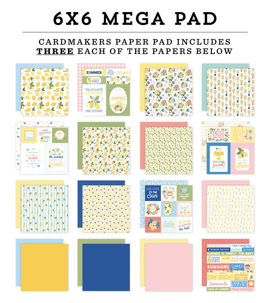 Carta Bella Lemonade 6x6 Inch Cardmakers Mega Pad (CBLE495031) Carta Bella Lemonade 6x6 Inch Cardmakers Mega Pad (CBLE495031)