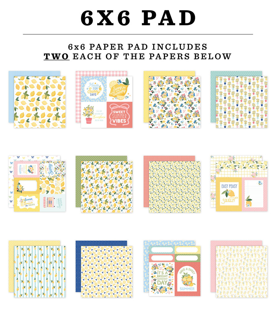 Carta Bella Lemonade 6x6 Inch Paper Pad (CBLE495023) Carta Bella Lemonade 6x6 Inch Paper Pad (CBLE495023)