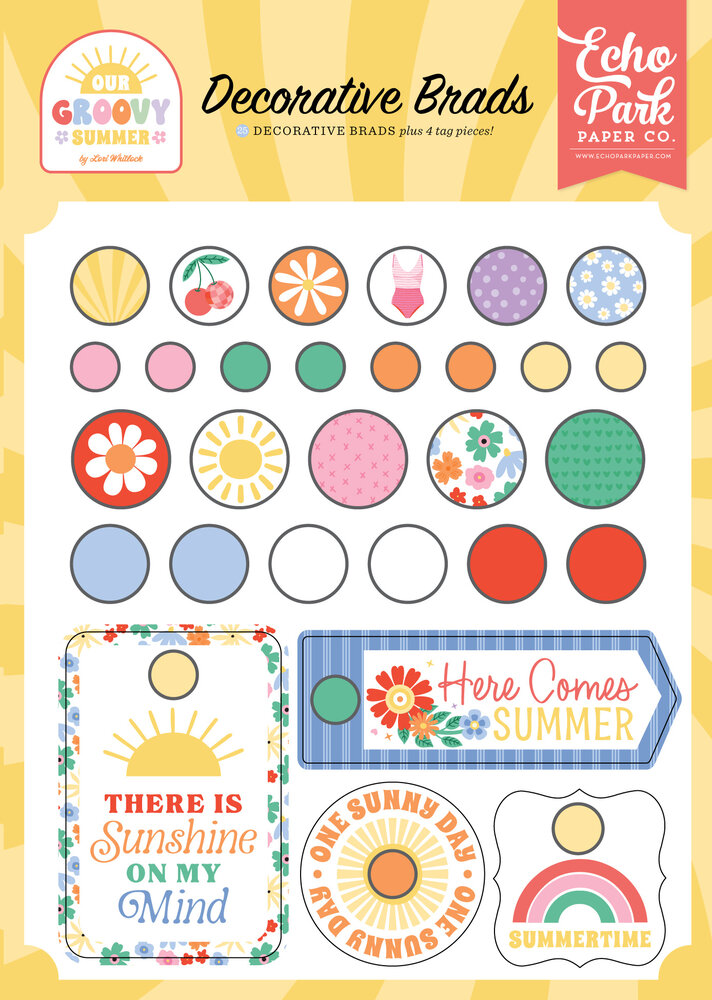 Echo Park Our Groovy Summer Decorative Brads (OGS496020)