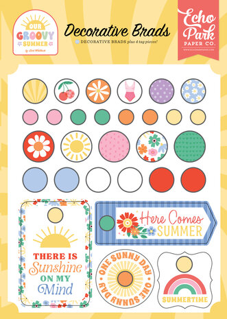 Echo Park Our Groovy Summer Decorative Brads (OGS496020)