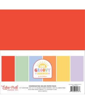 Echo Park Our Groovy Summer 12x12 Inch Coordination Solids Paper Pack (OGS496015)