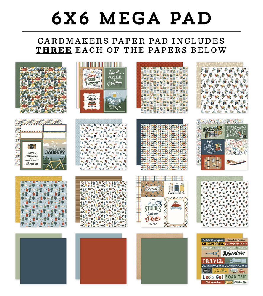 Echo Park It's Time To Travel 6x6 Inch Cardmakers Mega Pad (TTT494031) Echo Park It's Time To Travel 6x6 Inch Cardmakers Mega Pad (TTT494031)