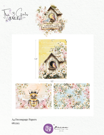 Prima Marketing Among the Wildflowers A4 Decoupage (3pcs) (682293) Prima Marketing Among the Wildflowers A4 Decoupage (3pcs) (682293)