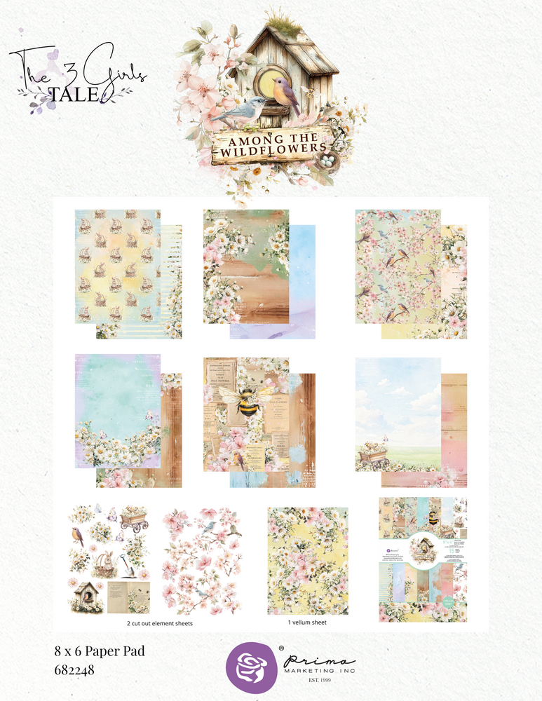 Prima Marketing Among the Wildflowers 6x8 Inch Paper Pad (682248) Prima Marketing Among the Wildflowers 6x8 Inch Paper Pad (682248)