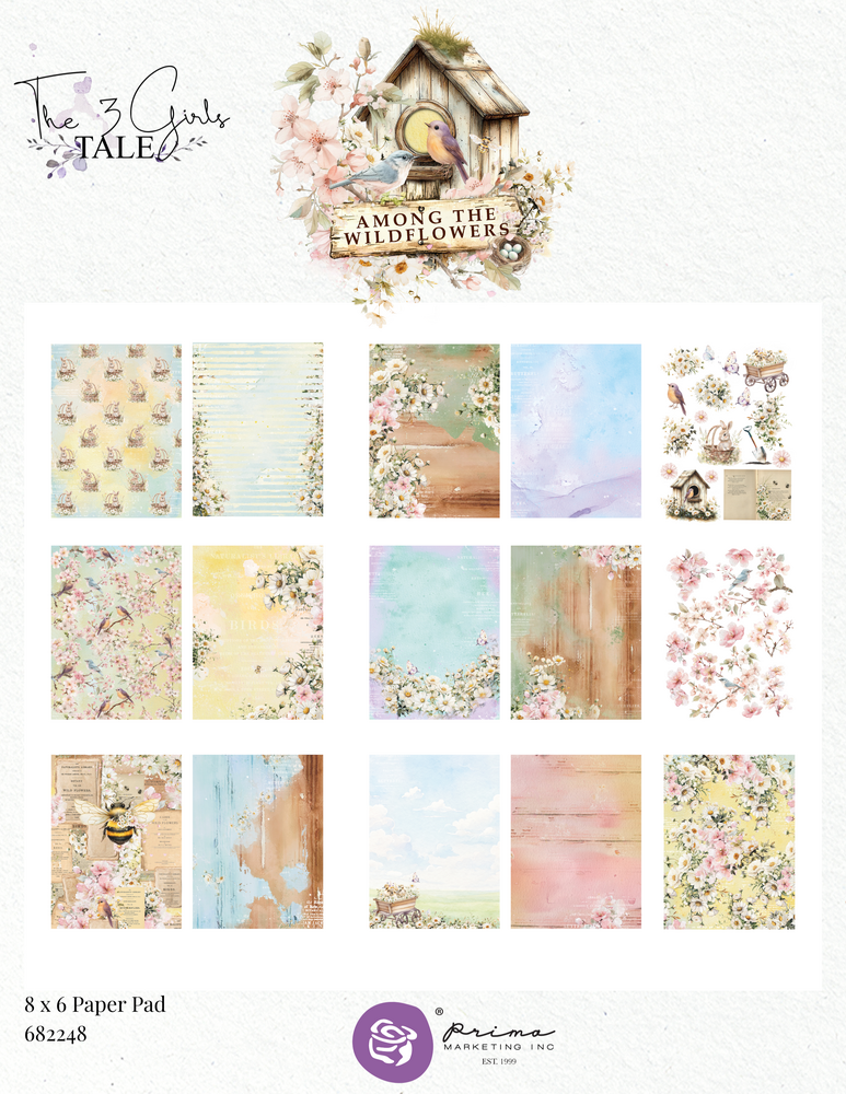 Prima Marketing Among the Wildflowers 6x8 Inch Paper Pad (682248) Prima Marketing Among the Wildflowers 6x8 Inch Paper Pad (682248)