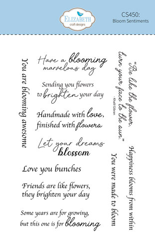 Elizabeth Craft Designs Beautiful Blooms Stamps Bloom Sentiments by Paper Flowers CS450)