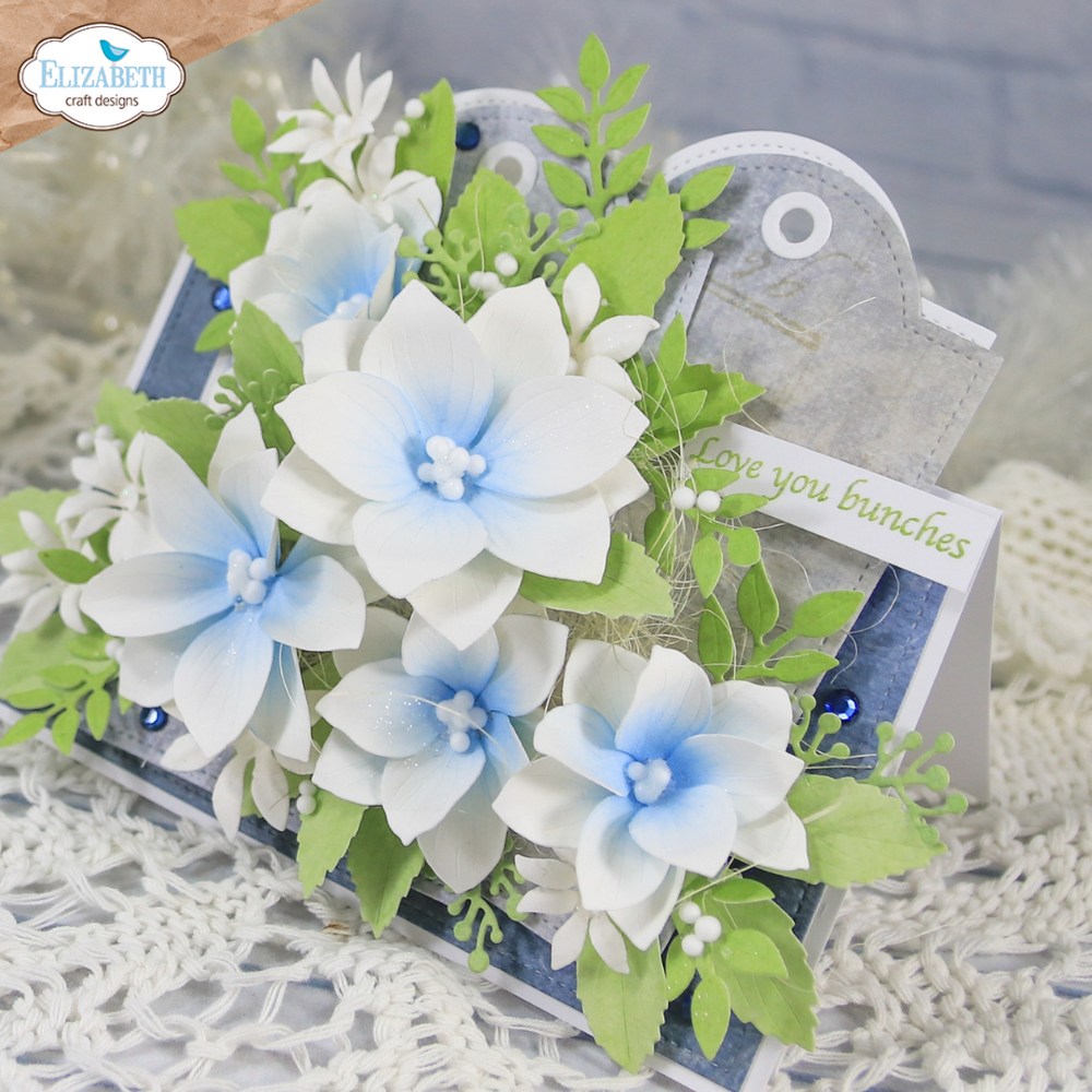 Elizabeth Craft Designs Beautiful Blooms Die Stitched Rectangles and Labels by Paper Flowers (2349)