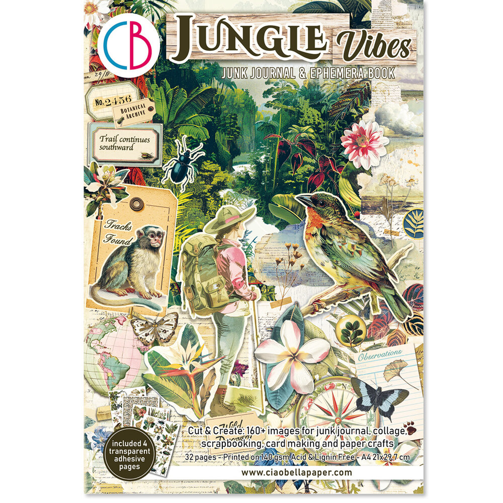 Ciao Bella Jungle Vibes A4 Junk Journal Ephemera Book (32pcs) (CBB026) Ciao Bella Jungle Vibes A4 Junk Journal Ephemera Book (32pcs) (CBB026)