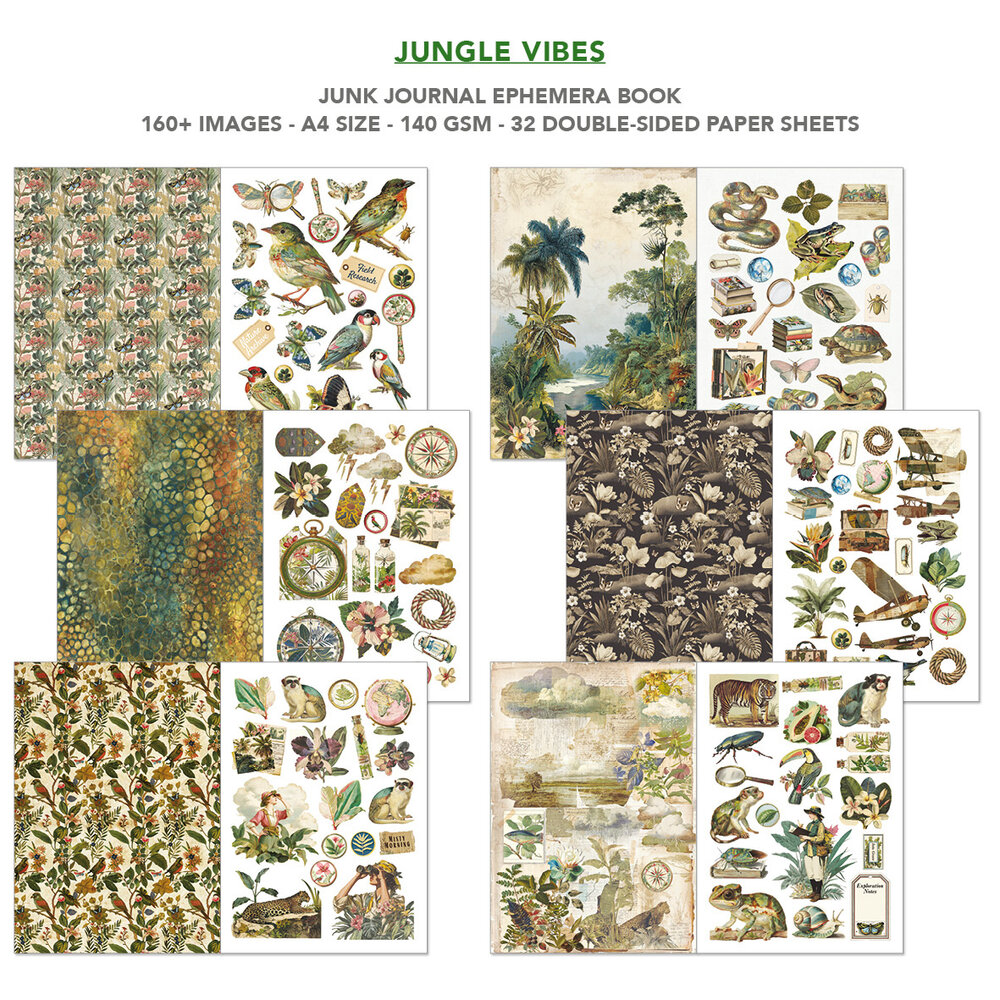 Ciao Bella Jungle Vibes A4 Junk Journal Ephemera Book (32pcs) (CBB026) Ciao Bella Jungle Vibes A4 Junk Journal Ephemera Book (32pcs) (CBB026)