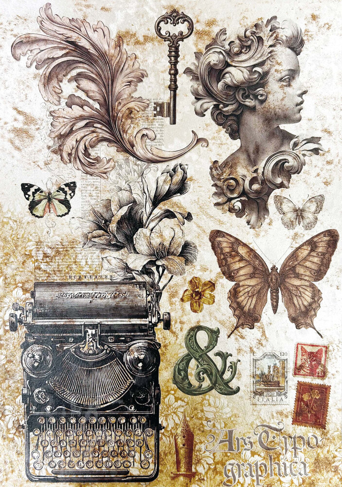 Ciao Bella Typographic A4 Deluxe Paper Pearl Copper & Vellum Dual Pack Mixed (6pcs) (CBX008)