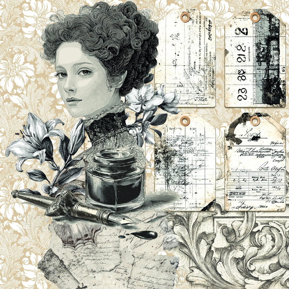 Ciao Bella Typographic 6x6 Inch Deluxe Paper Pearl Copper & Vellum Dual Pack Mixed (6pcs) (CBXQ008)