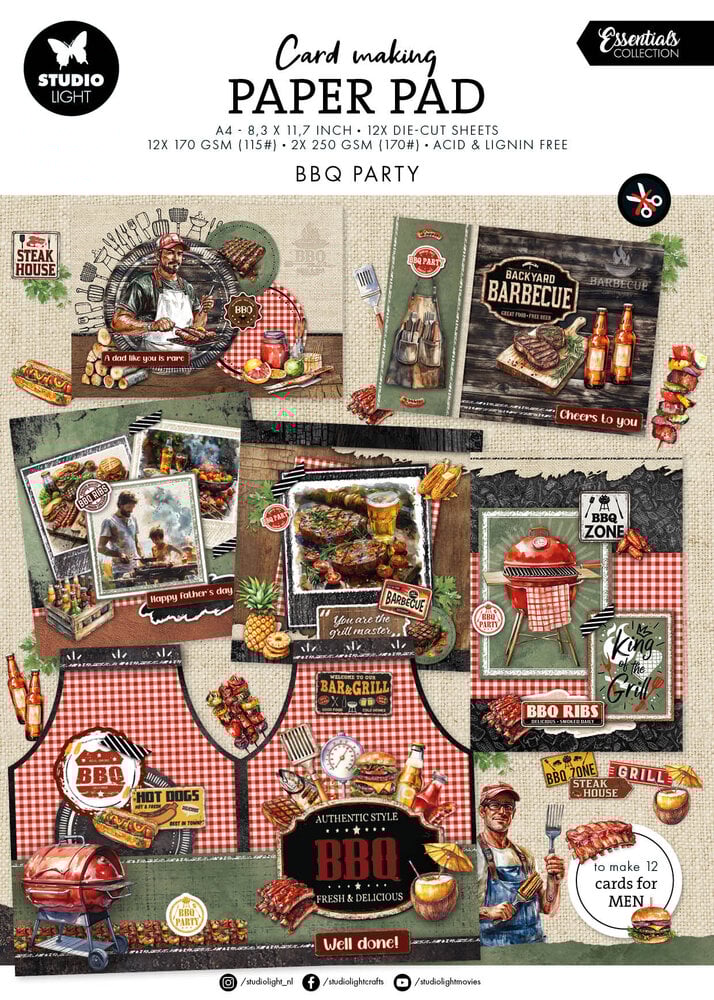 Studio Light BBQ Party A4 Essentials Card Making Paper Pad (SL-ES-CMP27)