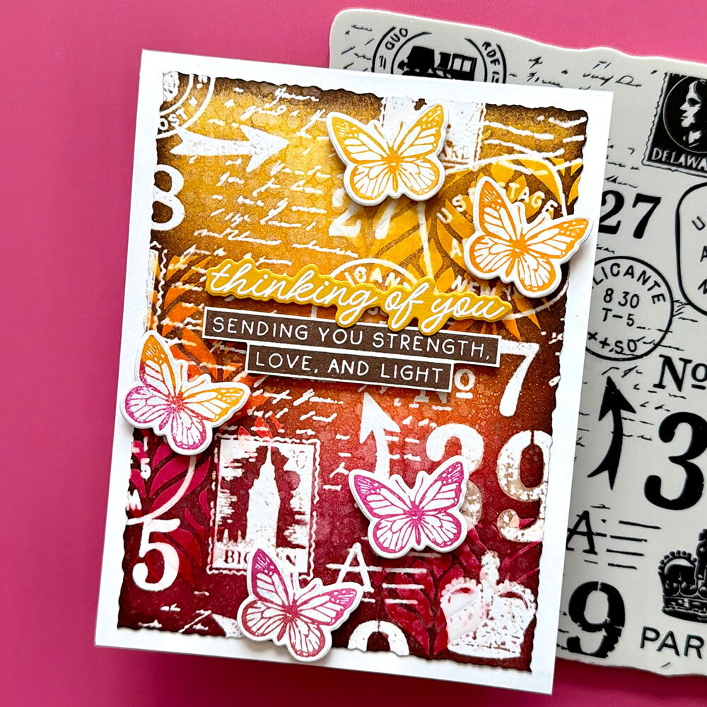 Ranger Simon Hurley create. Background Stamp 6x6 Inch Postal Collage (HUR93565)