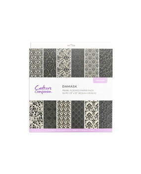 Crafter's Companion Flocked Damask 12x12 Inch Paper Pad (CC-PFLOCK-DAMA)