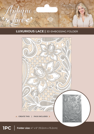Crafter's Companion Antique Lace 6x4 Inch 3D Embossing Folder Lace Panel (SS-AL-3D-EF4-LUXLA)