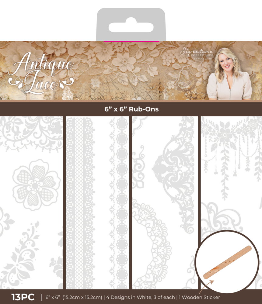 Crafter's Companion Antique Lace 6x6 Inch Rub Ons Embellishment (SS-AL-STK-RUB)