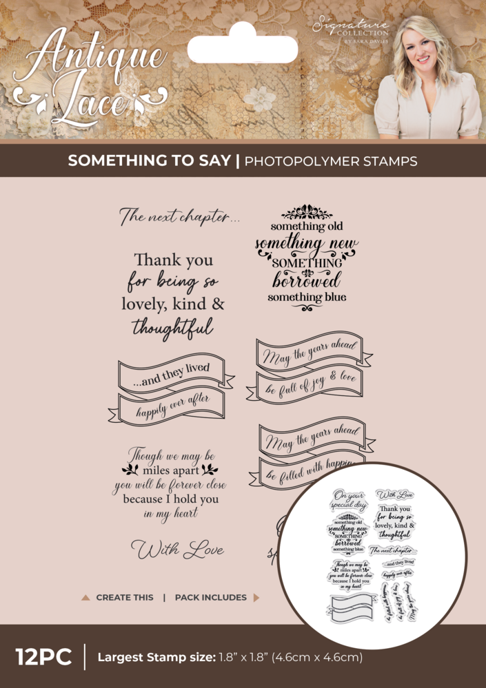 Crafter's Companion Antique Lace Stamp Set Banners & Heartfelt Sentiments (SS-AL-STP-STS)