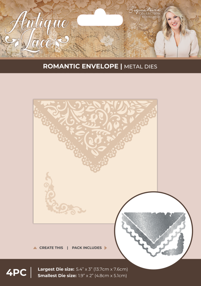 Crafter's Companion Antique Lace Metal Die Set Romantic Envelope (SS-AL-MD-ROENV)
