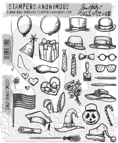 Stampers Anonymous Crazy Things Tim Holtz Cling Stamps (CMS237)