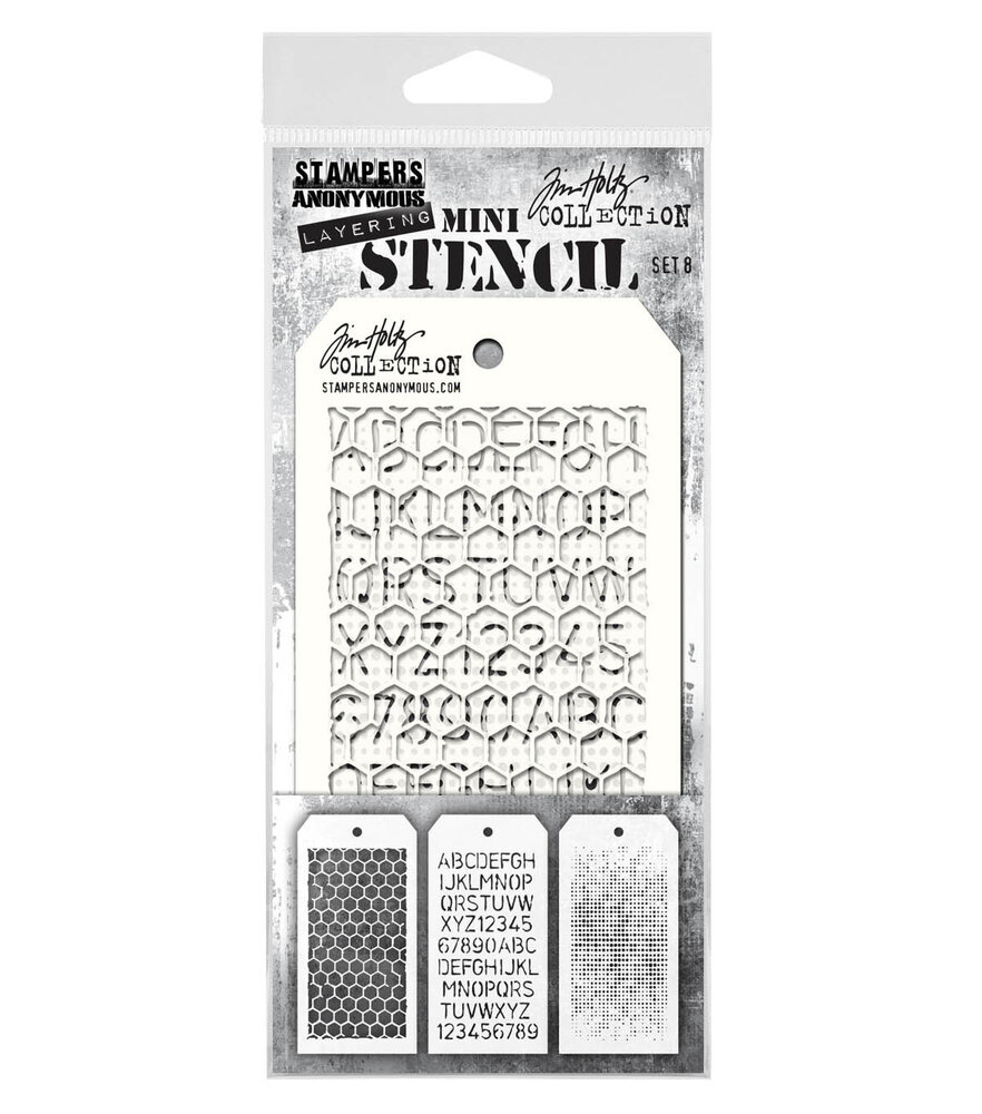 Stampers Anonymous Set #8 Tim Holtz Layering Mini Stencil (3pcs) (THMST008) Stampers Anonymous Set #8 Tim Holtz Layering Mini Stencil (3pcs) (THMST008)