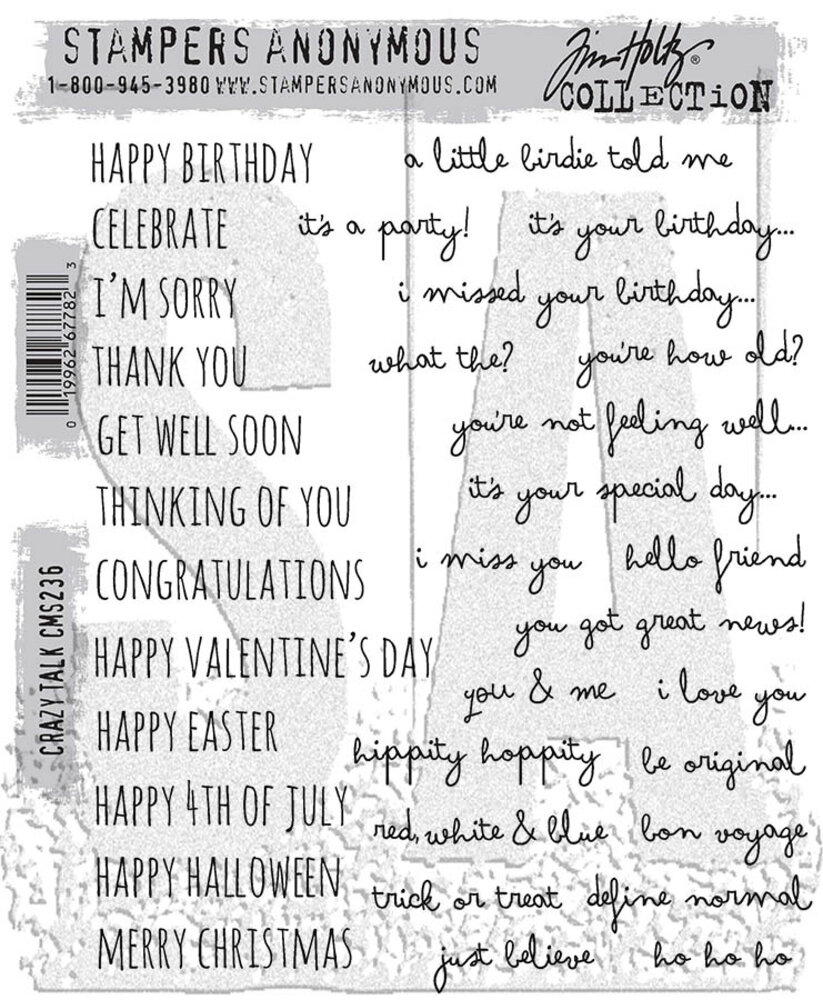 Stampers Anonymous Crazy Talk Tim Holtz Cling Stamps (CMS236)